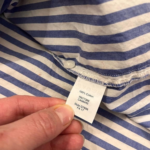 Madewell Striped Ruffle Blouse Spectra Blue Cottagecore Fairy Coquette Sz M - Picture 7 of 9